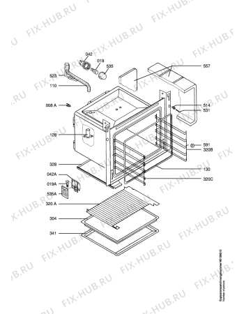 Взрыв-схема плиты (духовки) Aeg CE4000-1-W   CH - Схема узла Oven